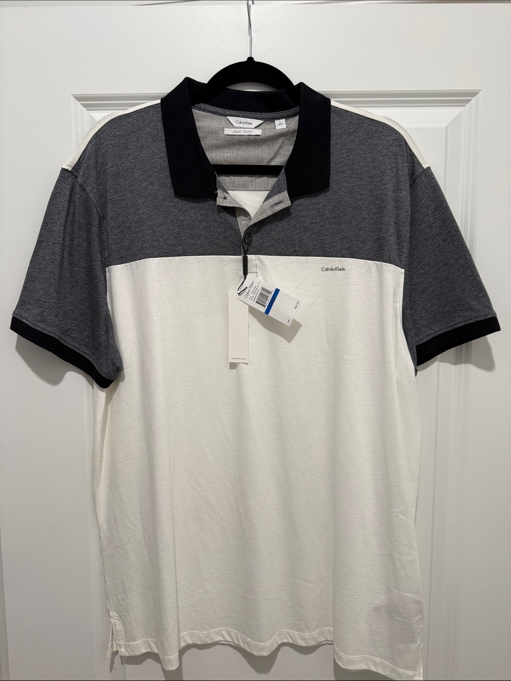 Calvin Klein Men's Gray, White & Black Colorblock Polo